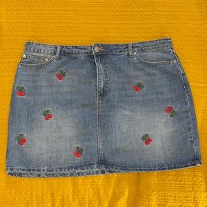 Plus Size Cherry Denim Skirt 3x Forever21